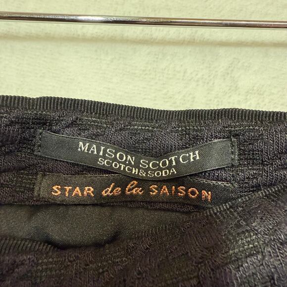 Maison Scotch S Black Purple Textured Skirt A-Line Minimal Houndstooth Y2K Retro - Picture 6 of 11